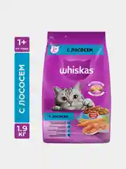 Сухой корм WHISKAS® для кошек «Подушечки с паштетом. Аппетитный обед с лососем», 1.9кг