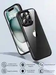Серый прозрачный чехол для Apple iPhone 16 Pro / Айфон 16 Про с силиконовым кантом Crystal Case