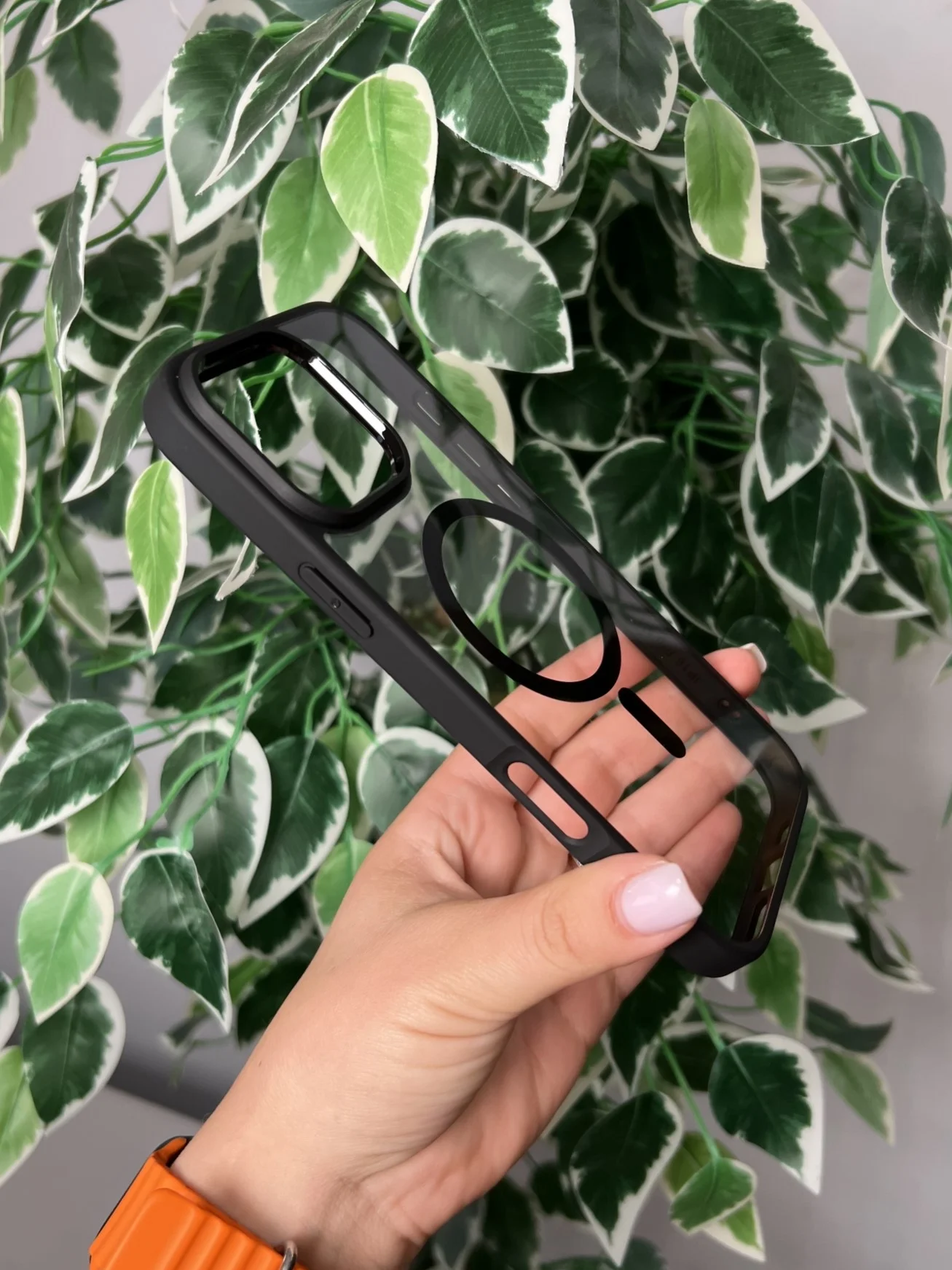 Угольный прозрачный чехол для Apple iPhone 16 Pro MAX с силиконовым кантом Crystal Case