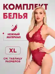 Красный комплект женского эротического кружевного  нижнего белья