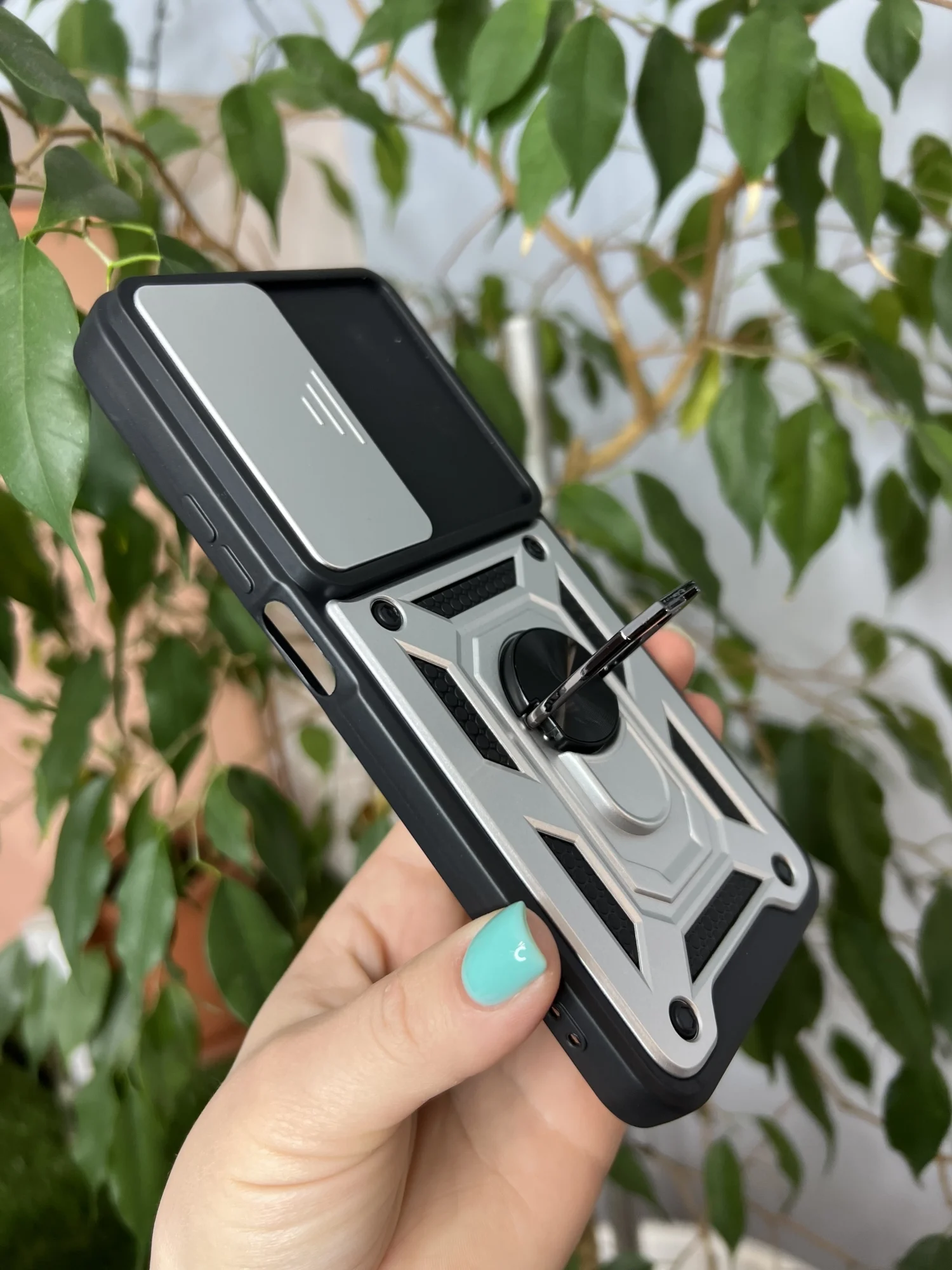 Серебряный чехол противоударный armors для Honor X7B / Хонор Х7В с защитой камеры