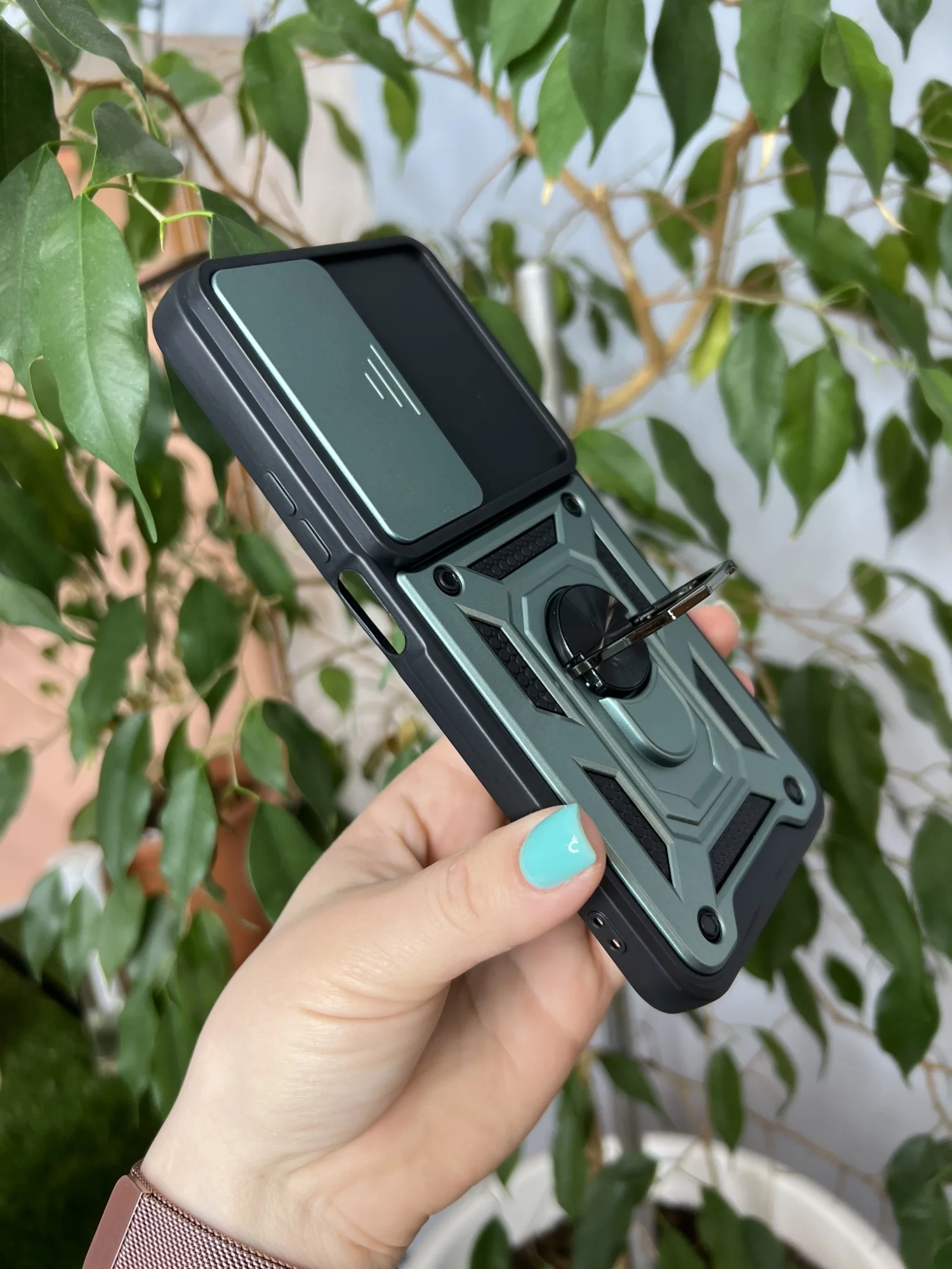 Зеленый чехол противоударный armors для Honor X7B / Хонор Х7В с защитой камеры