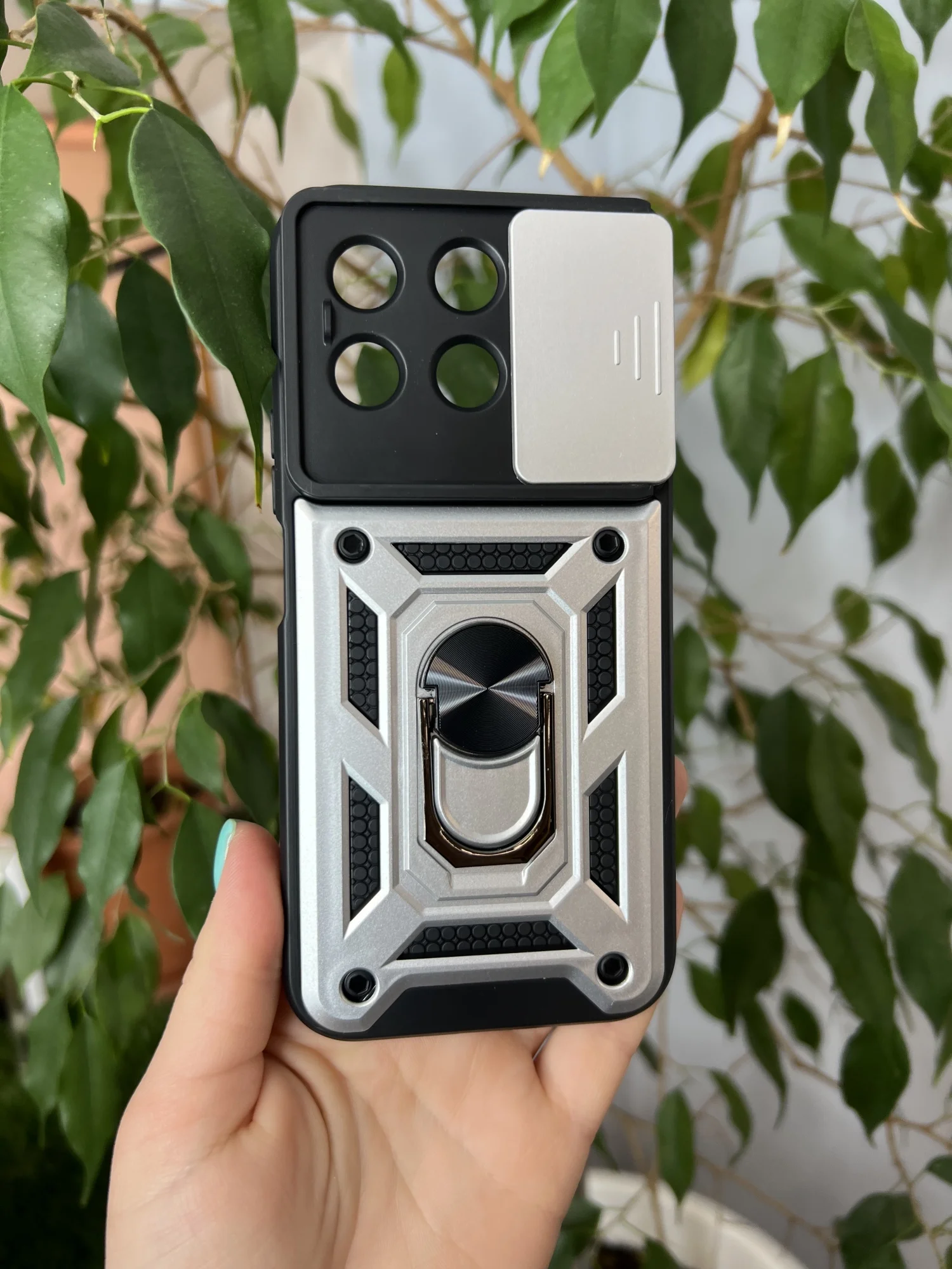 Серебряный чехол противоударный armors для Honor X8B / Хонор Х8В с защитой камеры