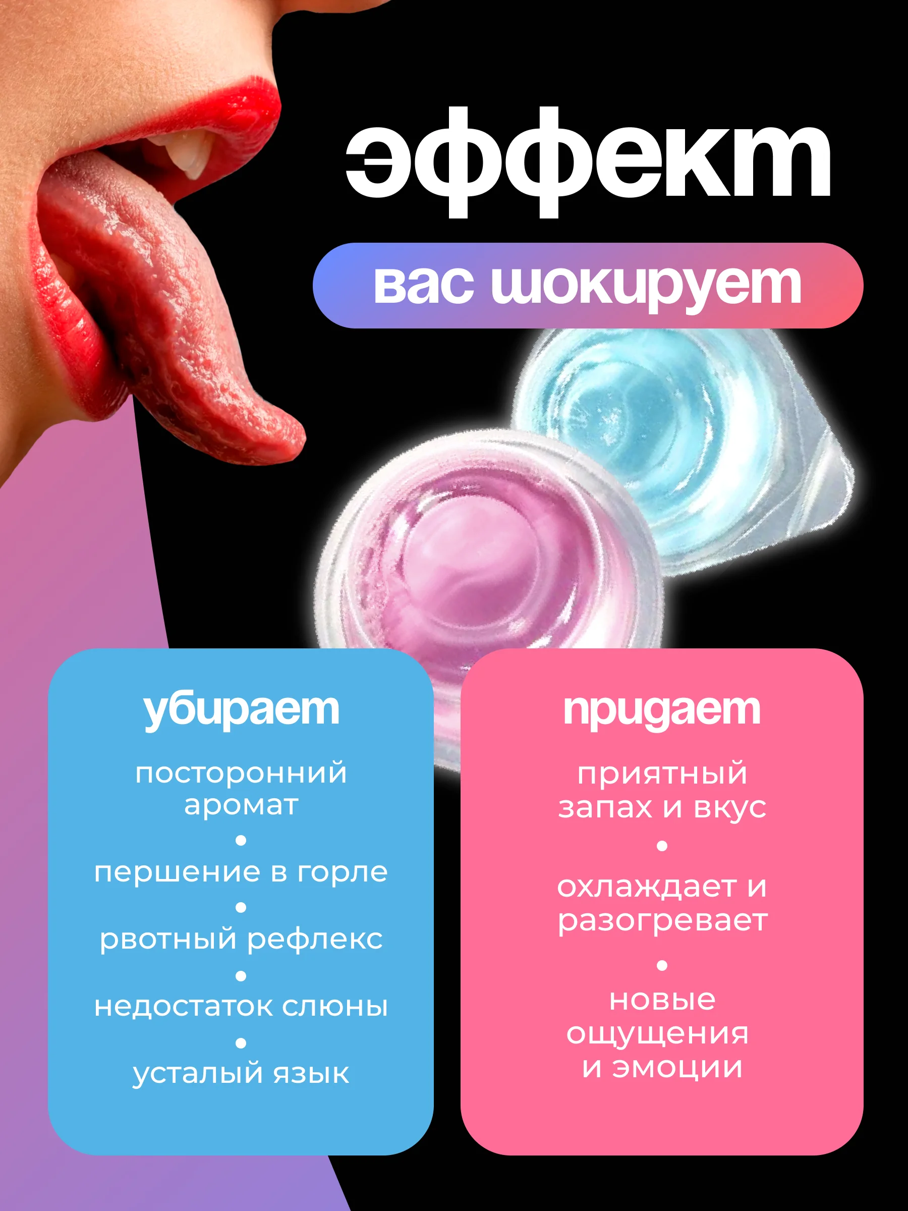 Смазка интимная для оральных ласк, лубрикант для орального секса, на водной основе, 6 шт