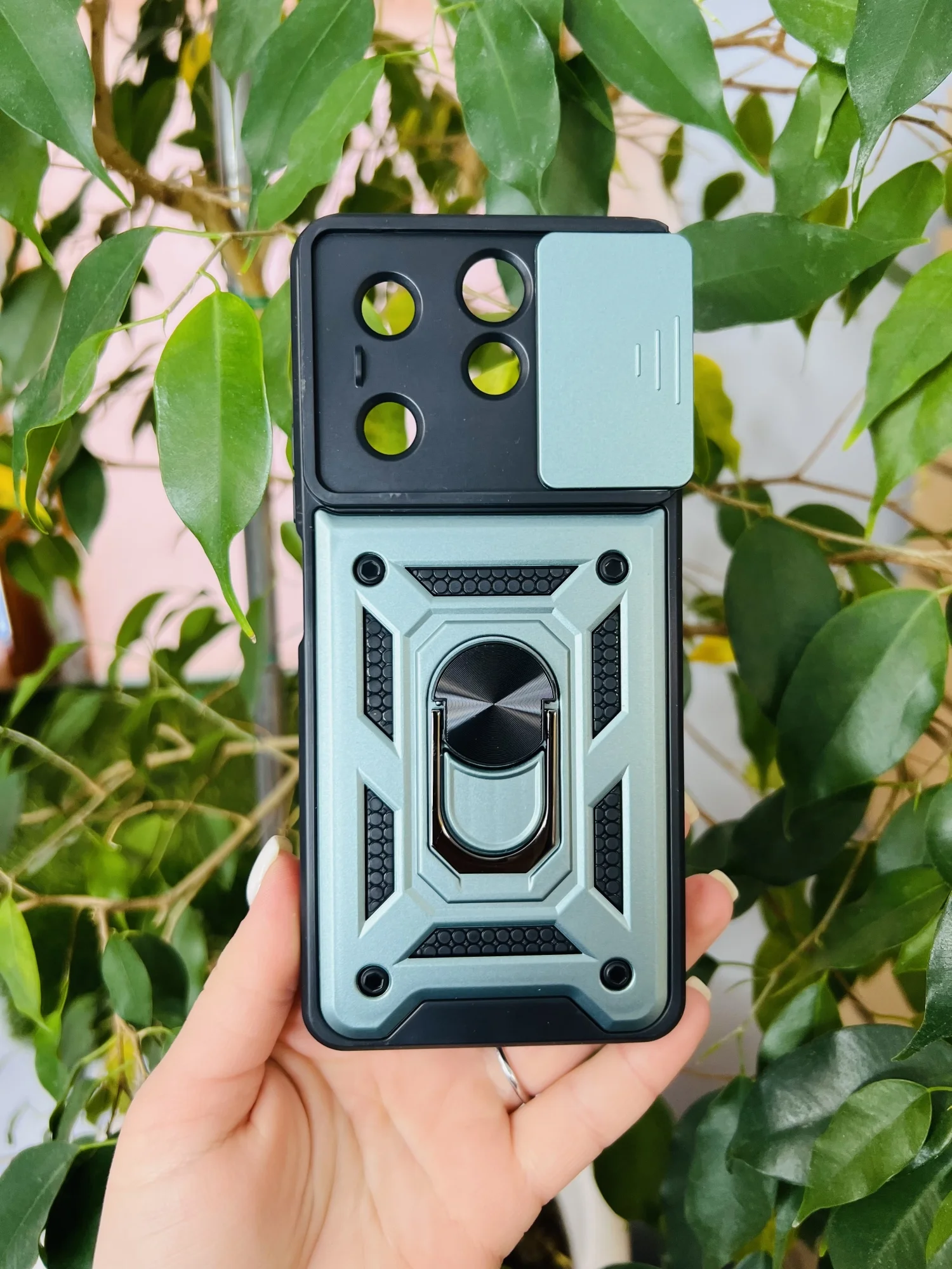 Зеленый чехол противоударный для Infinix Hot 40 и 40 Pro/Инфиникс Хот 40 и 40 Про с защитой камеры