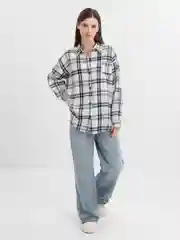 Белый женская рубашка в клетку