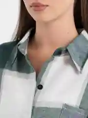 Зеленый женская рубашка в клетку