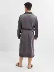 Халат серый с длинным рукавом и карманами