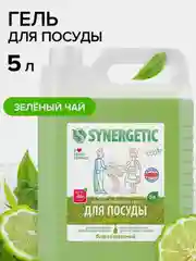 Гель для мытья посуды и детских игрушек SYNERGETIC c ароматом зеленого чая, 5 л