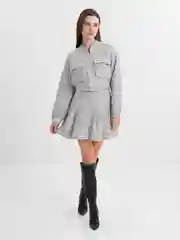 Белый костюм женский твидовый: юбка и бомбер за замке