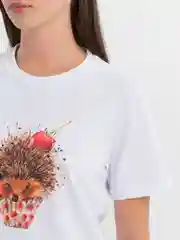 Белый футболка CoolPodarok "Графика. Ежик панкейк"