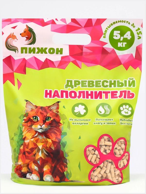 Древесный наполнитель для кошачьего туалета "Пижон"