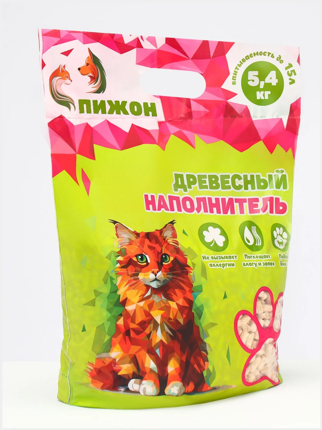 Древесный наполнитель для кошачьего туалета "Пижон"