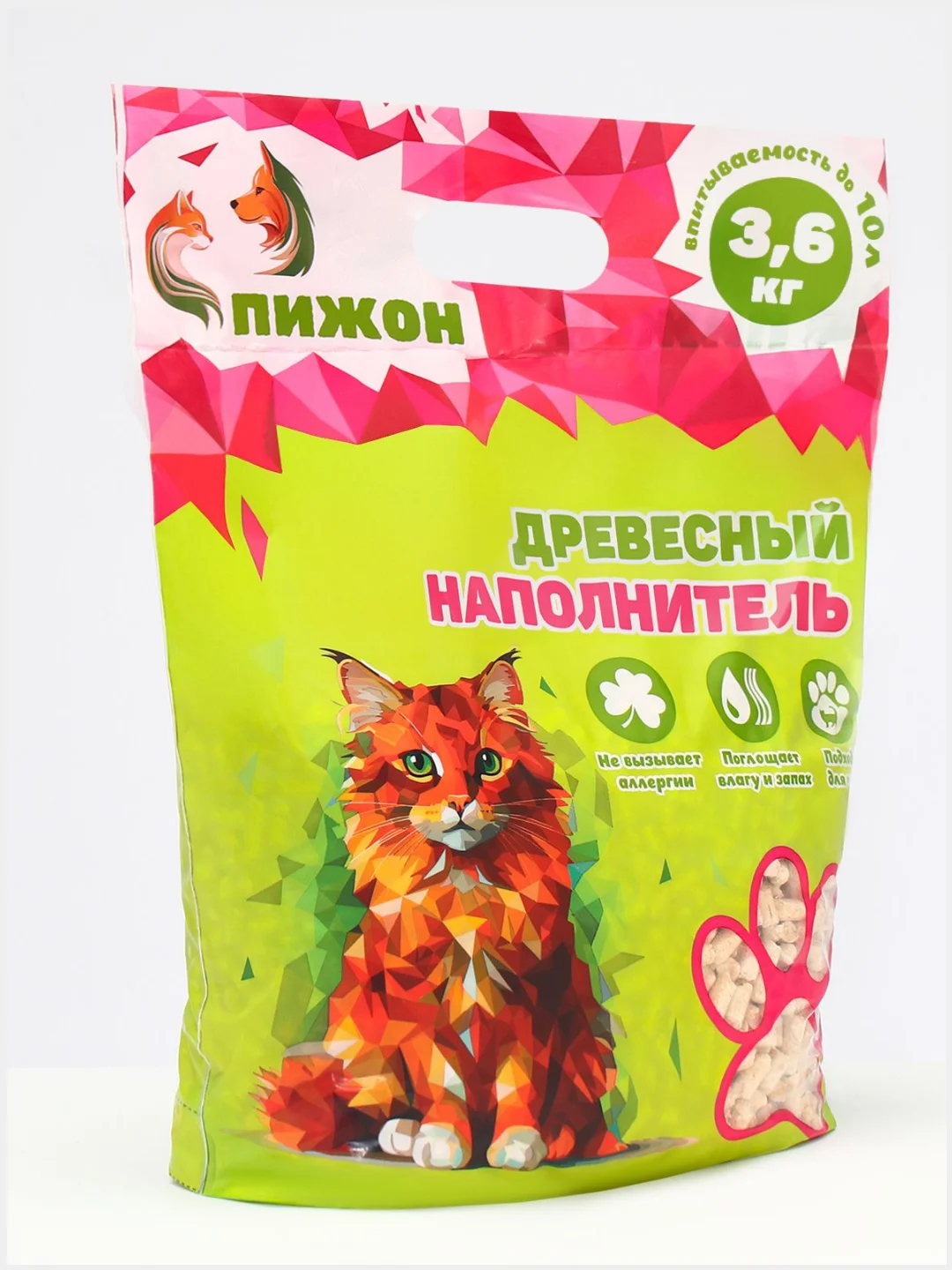 Древесный наполнитель для кошачьего туалета "Пижон"