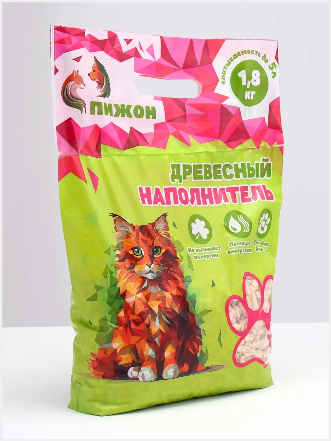 Древесный наполнитель для кошачьего туалета "Пижон"