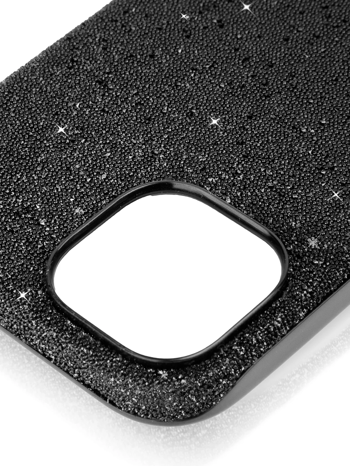 Черный чехол на Apple iPhone 15 блестящий ROSCO пластиковый с силиконом, стразами, кристаллами