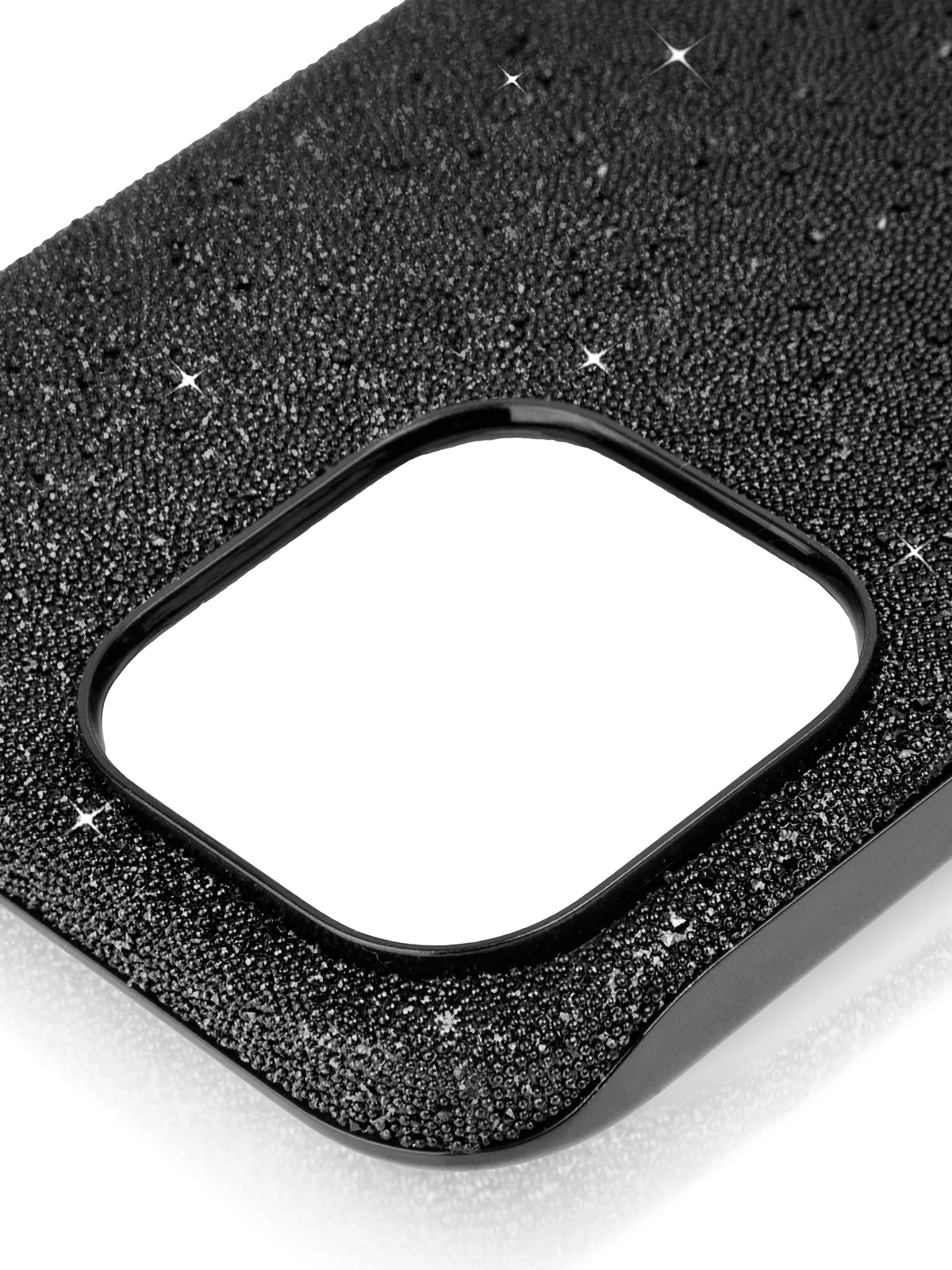 Черный чехол на Apple iPhone 15 Plus блестящий ROSCO пластиковый с силиконом стразами кристаллами