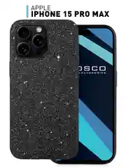 Черный чехол на Apple iPhone 15 Pro Max блестящий ROSCO пластиковый с силиконом, камнями стразами