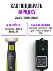Блок питания 15V 0.36A 5.4W для Philips OneBlade, машинки для стрижки волос HL-8505 HQ6