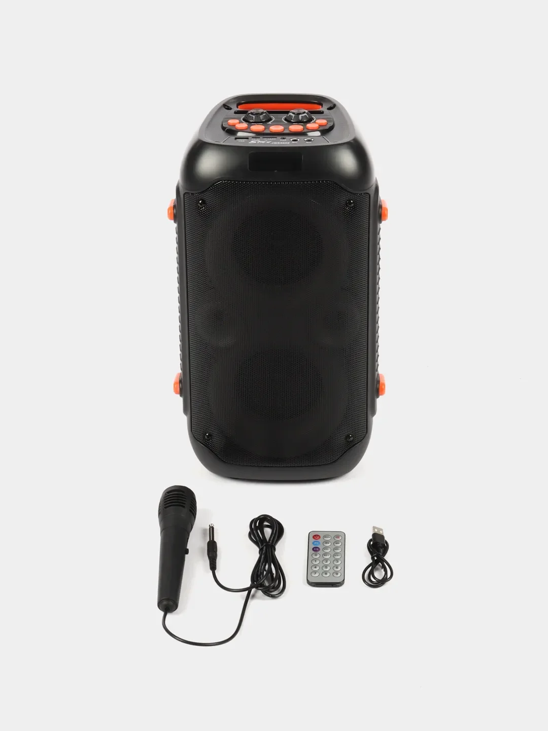 Черный колонка Bluetooth с LED-подсветкой JQS 20Вт (USB/SD/AUX/FM) + микрофон