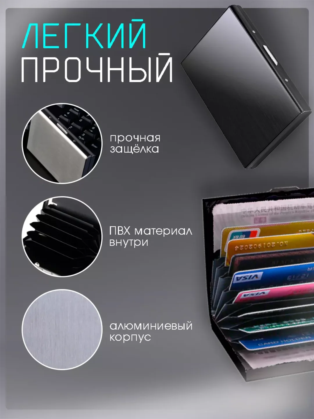 Картхолдер Визитница для хранения карточек кредитница метал защита RFID