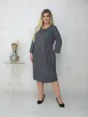 Черный платье женское тёплое, ангорка, повседневное, большой размер