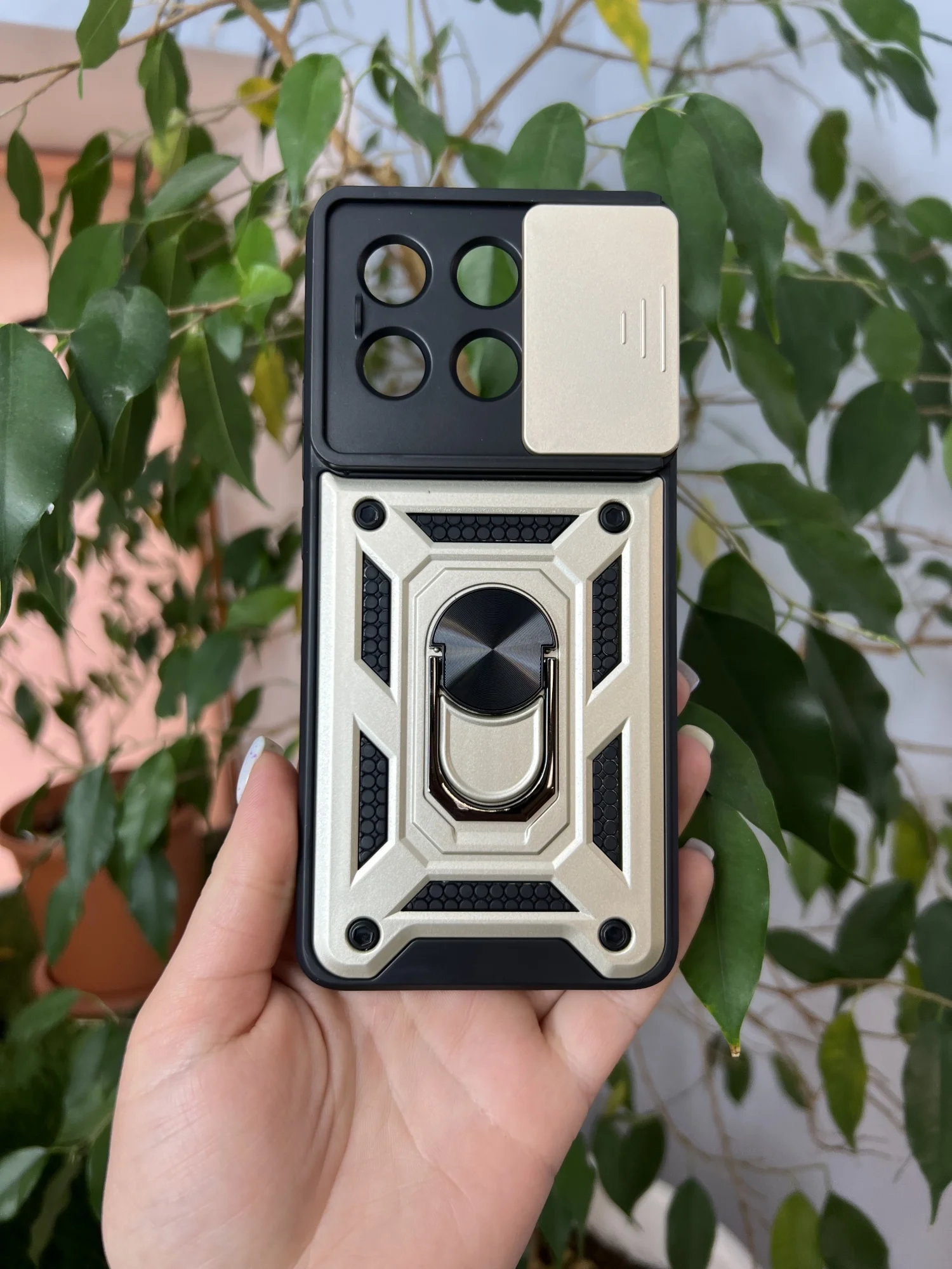 Золотой чехол противоударный armors для Xiaomi Poco X6 Pro 5G / Поко Х6 Про 5G с защитой камеры