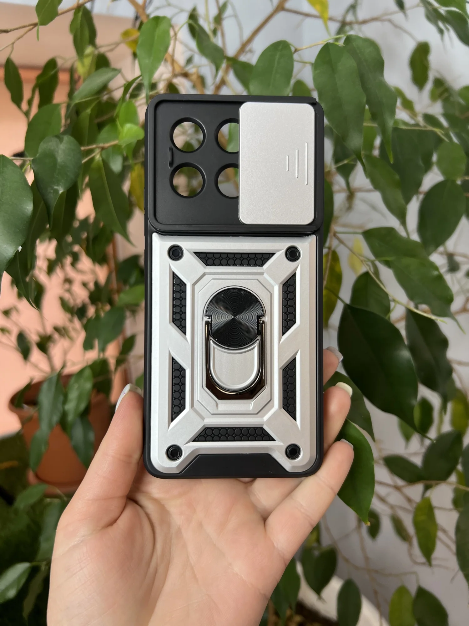 Серебряный чехол противоударный armors для Xiaomi Poco X6 Pro 5G / Поко Х6 Про 5G с защитой камеры