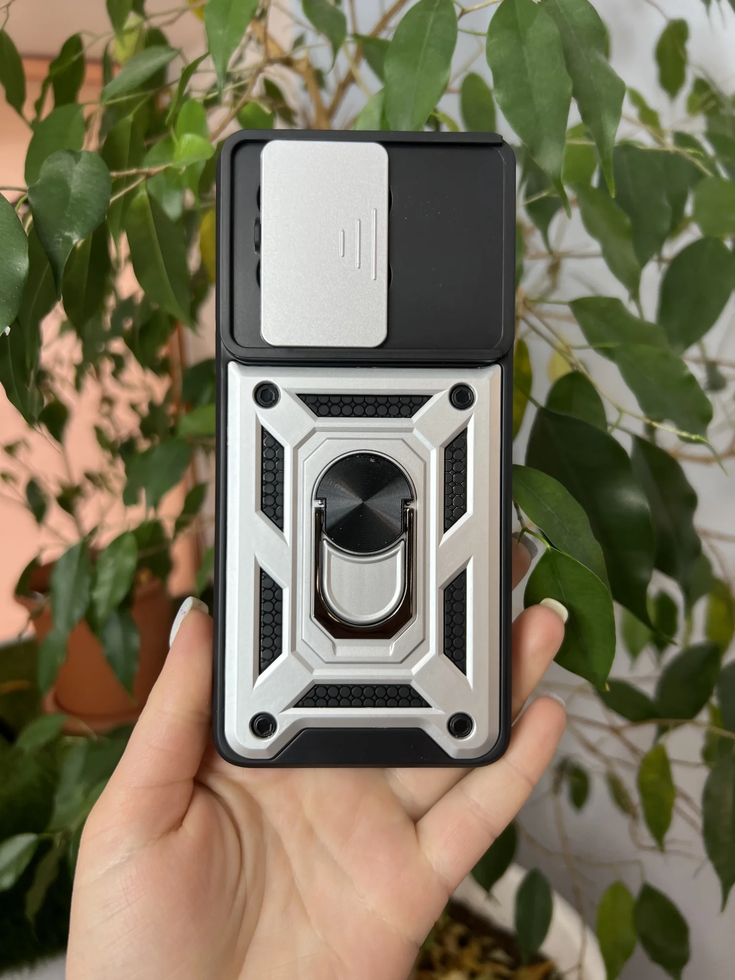 Серебряный чехол противоударный armors для Xiaomi Poco X6 Pro 5G / Поко Х6 Про 5G с защитой камеры