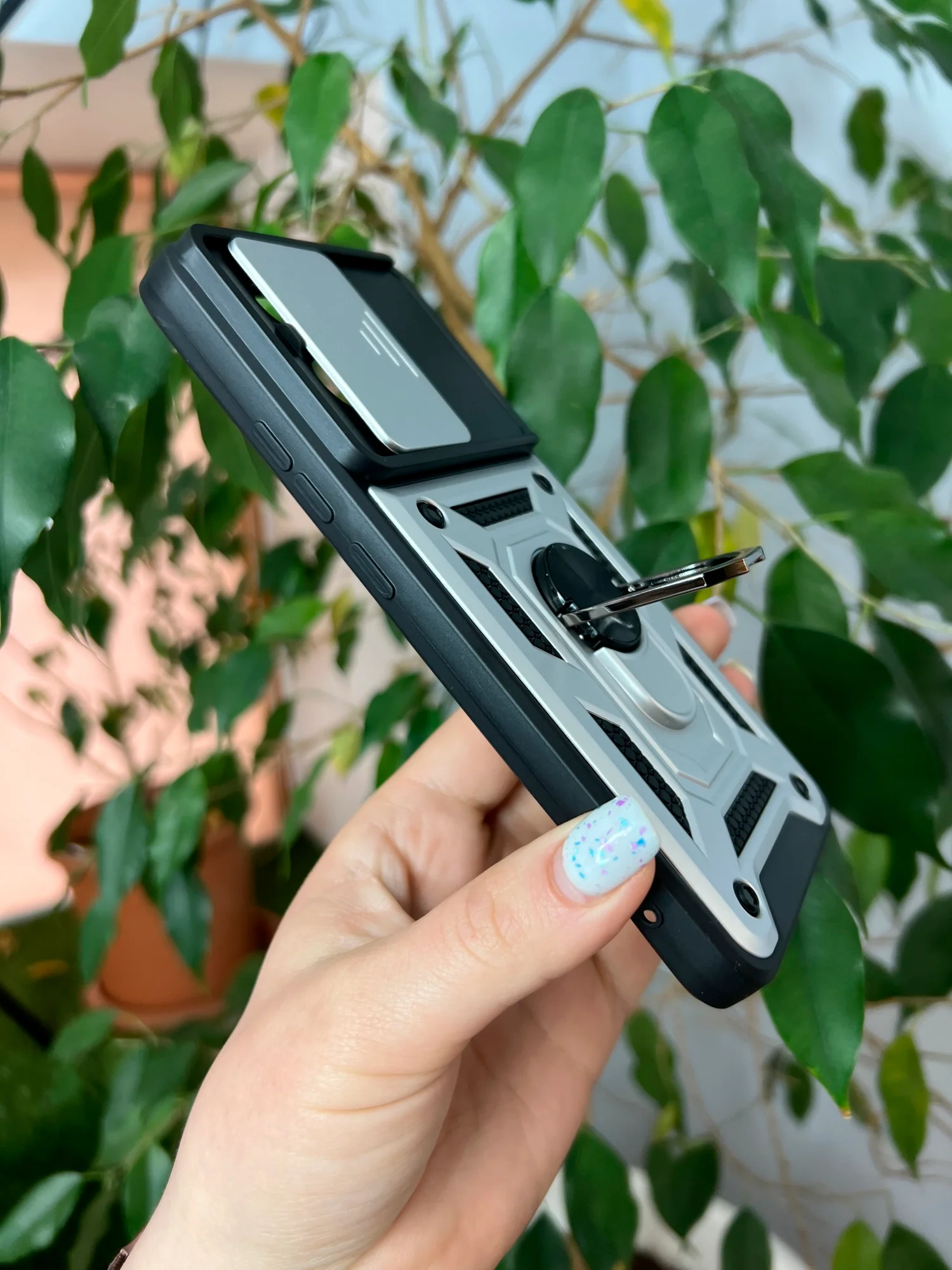 Серебряный чехол противоударный armors для Xiaomi Poco X6 Pro 5G / Поко Х6 Про 5G с защитой камеры