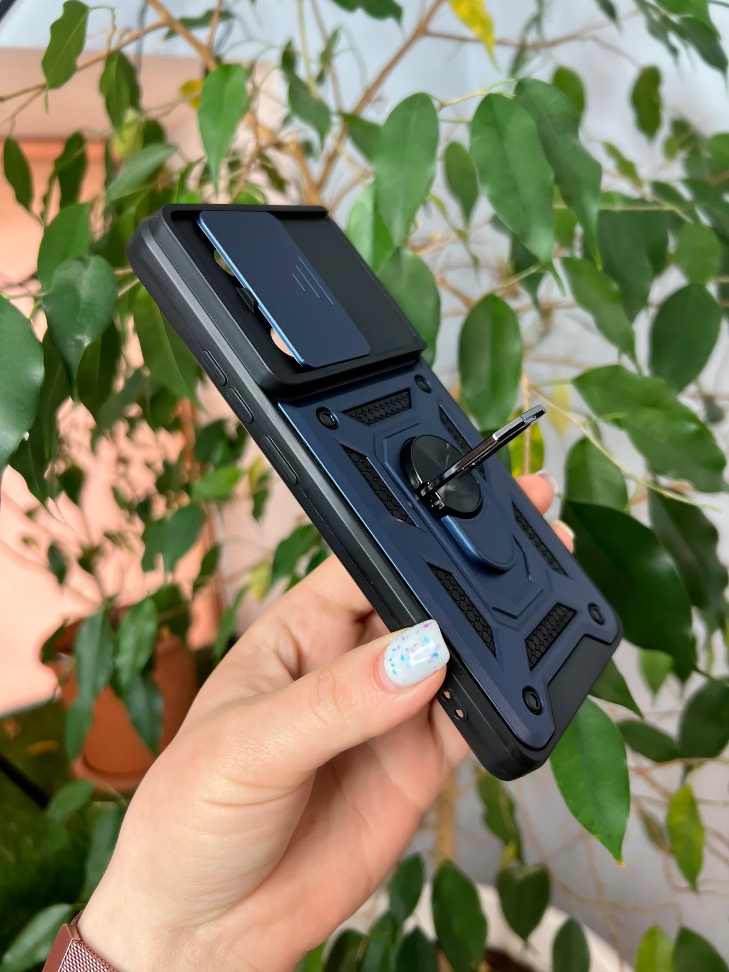 Темно-синий чехол противоударный для Xiaomi Redmi Note 13 Pro 4G и Poco M6 Pro 4G