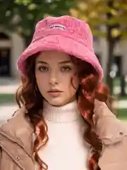 Вишнёвый женская теплая панама шляпа из искусственного меха