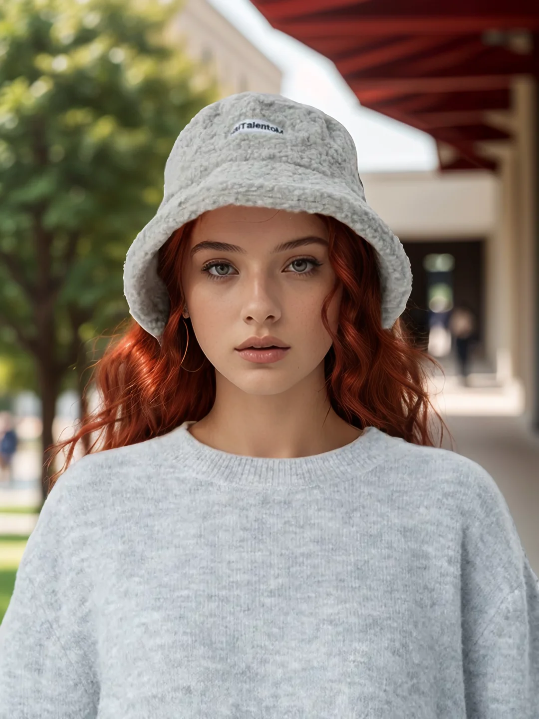 Серый женская теплая панама шляпа из искусственного меха