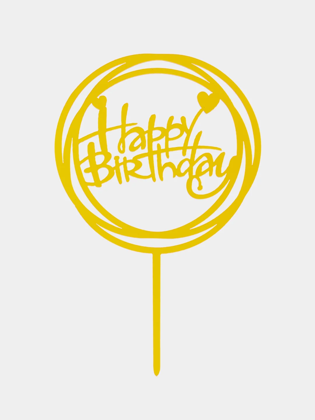 Бронзовый топпер на торт, "Happy Birthday" из акрила для украшения торта,круг, ромб, золото