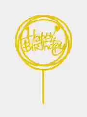 Бронзовый топпер на торт, "Happy Birthday" из акрила для украшения торта,круг, ромб, золото