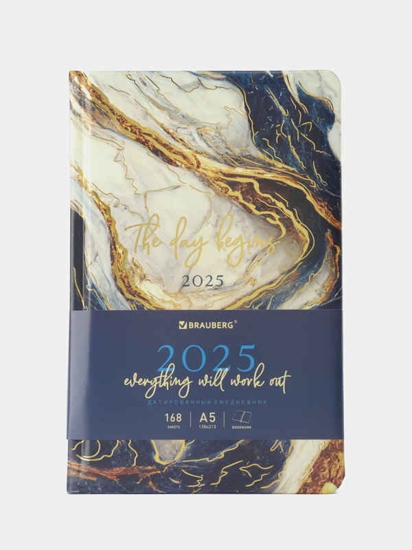 Ежедневник датированный 2025 Brauberg, планер планинг записная книжка А5, под кожу