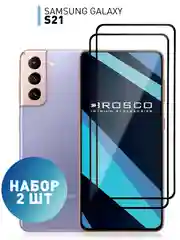 Прозрачный 1-2 шт стекло для Samsung Galaxy S21 защитное ROSCO прозрачное олеофобное с черной рамкой