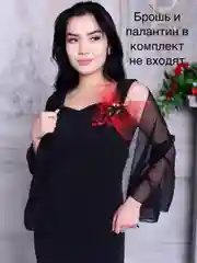 Черный платье женское вечерние на лямках в пол