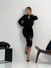 Черный юбка карандаш женская классическая
