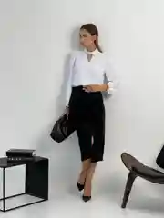Черный юбка карандаш женская классическая