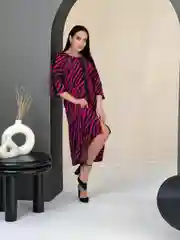 Вишнёвый платье женское А-силуэта, большие размеры