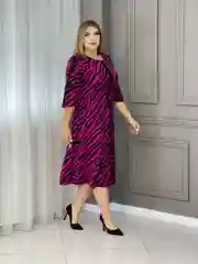 Вишнёвый платье женское А-силуэта, большие размеры