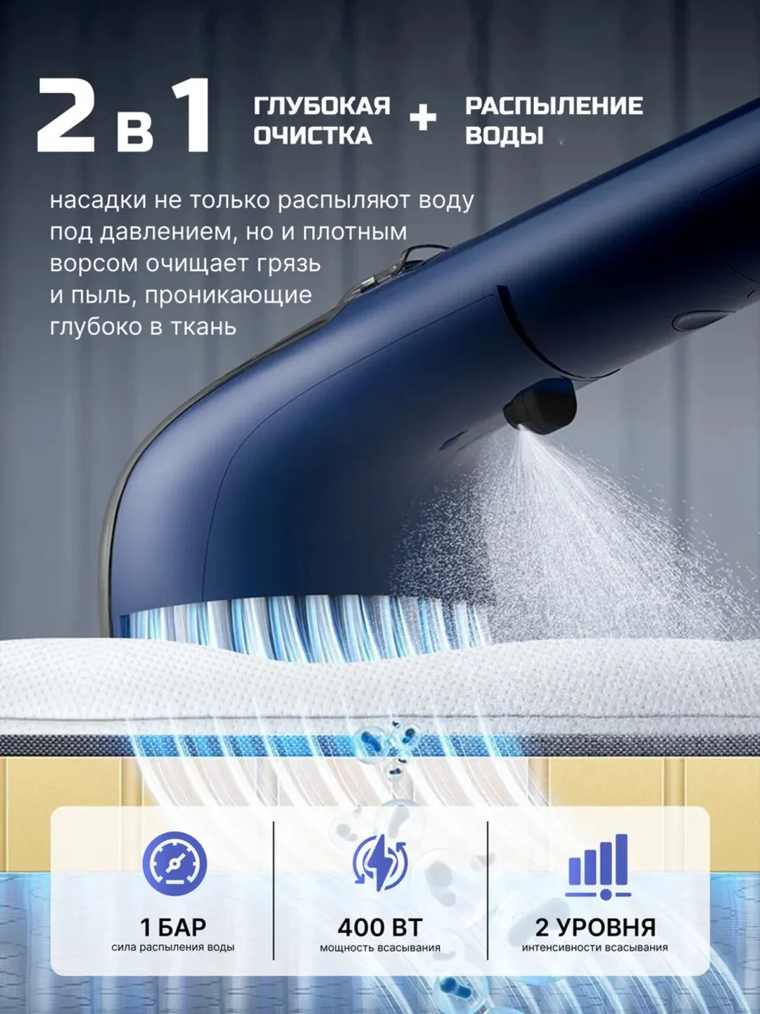 Синий моющий пылесос для химчистки мебели DEERMA DEM-BY200