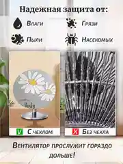 Серый защитный чехол на вентилятор, зашита от пыли, влаги, зажима,  Хранение и безопасность