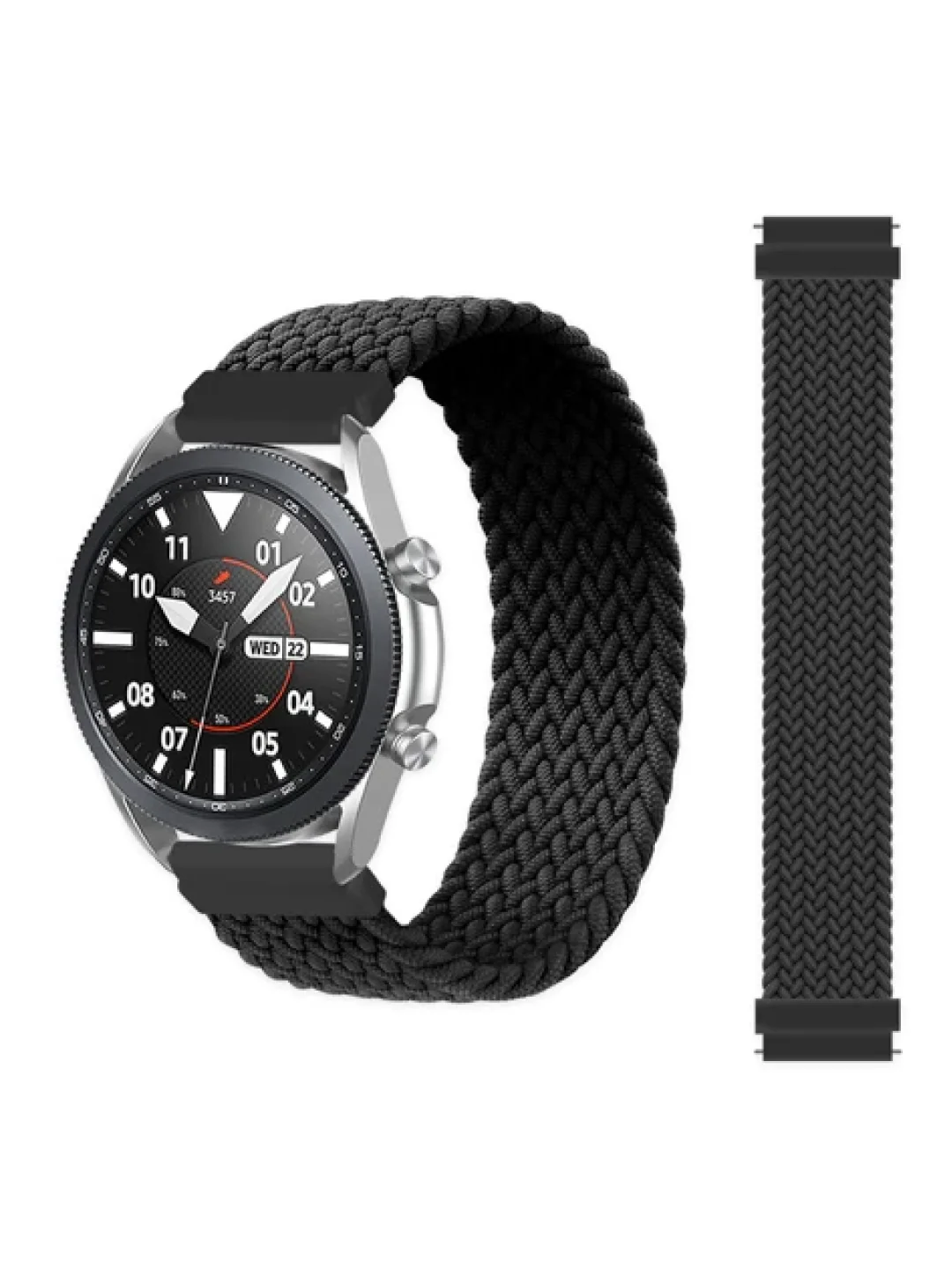 Черный плетеный нейлоновый ремешок / монобраслет для Xiaomi Amazfit Bip / Huawei / Samsung 20 мм
