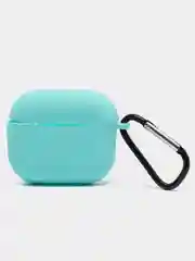 Бирюзовый чехол Apple Airpods 3 с карабином силиконовый аирподс
