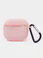 Розовый чехол Apple Airpods 3 с карабином силиконовый аирподс