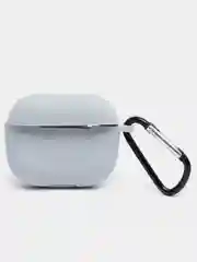 Серый чехол Apple Airpods 3 с карабином силиконовый аирподс