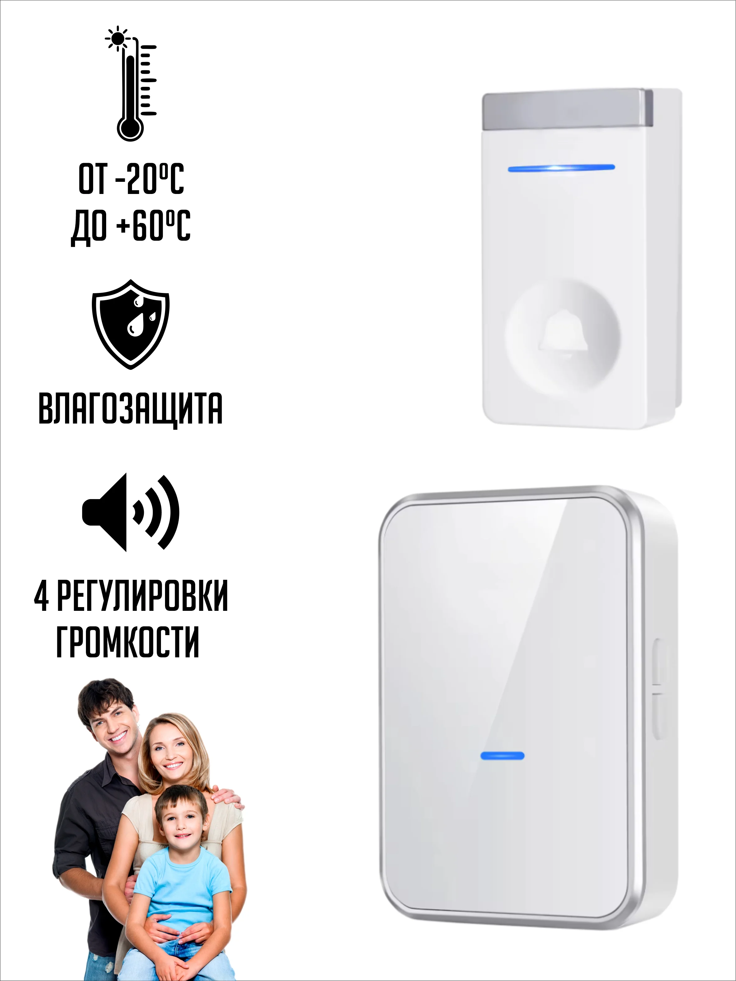 Звонок беспроводной, дверной, без батареек