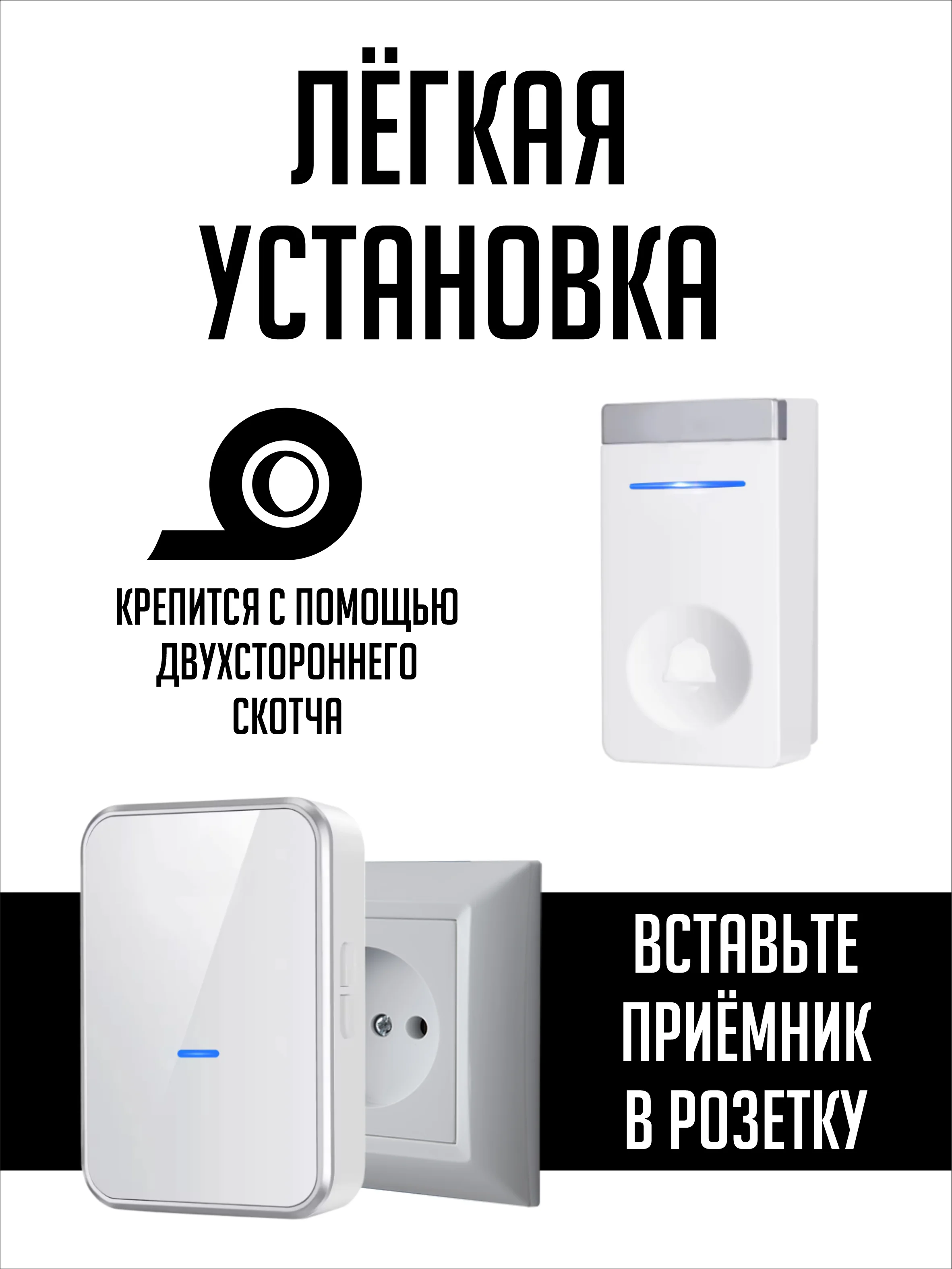 Звонок беспроводной, дверной, без батареек